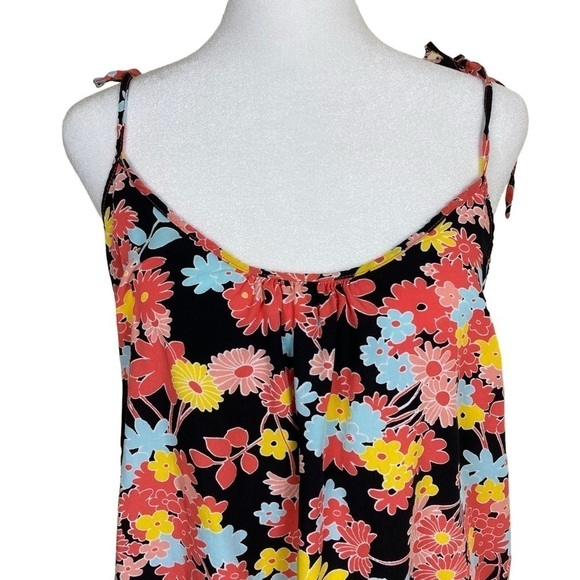 Modcloth Flowerpower ‘60s Style Mini Sundress Black/Pink/Yellow/Blue Size M - Picture 2 of 15
